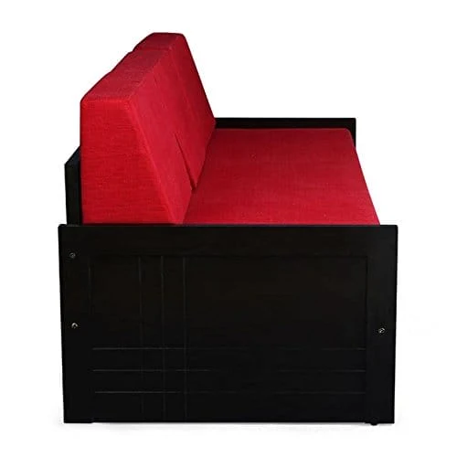 Square Textured Sofa Cum Bed (Red) - Image 3