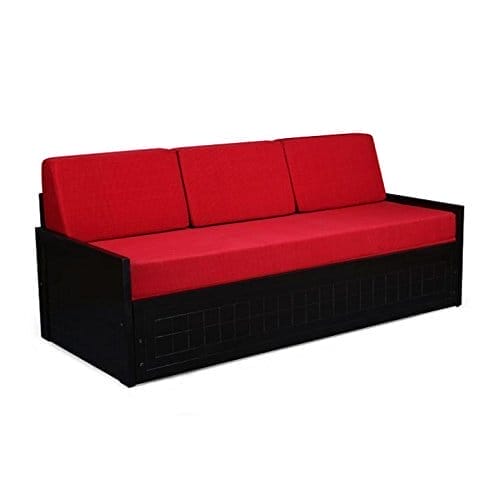 Square Textured Sofa Cum Bed (Red) - Image 4