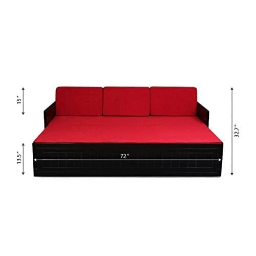 Square Textured Sofa Cum Bed (Red) - Image 5
