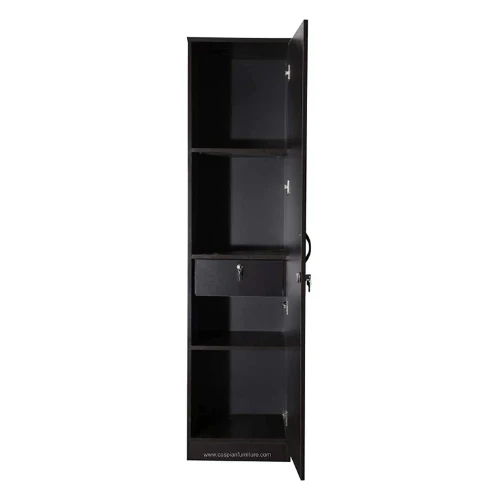 Coffee Brown Engineered Wood Single Door Wardrobe/Cupboard, 4 Compartments - Image 4