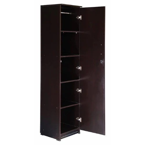 Coffee Brown Engineered Wood Single Door Wardrobe/Cupboard with 4 Shelves - Image 4
