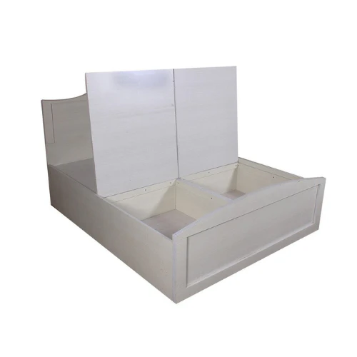 Engineered Wood Block Style Dual Colour Queen Size Bed with Storage - Image 4