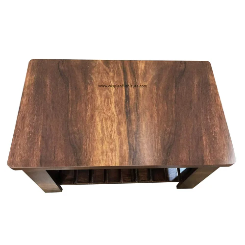 Engineered Wood Center Table/Teapoy with Shelve for Living Room (Brown Textured) - Image 5
