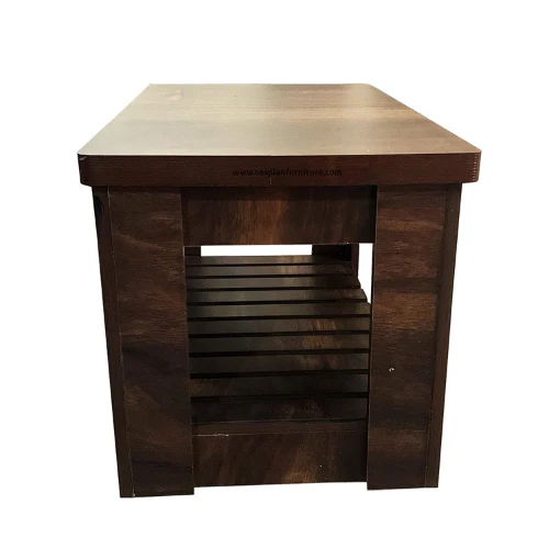 Engineered Wood Center Table/Teapoy with Shelve for Living Room (Brown Textured) - Image 6