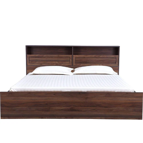 Engineered Wood Contemporary Style King Size Bed with Shelves - Image 3
