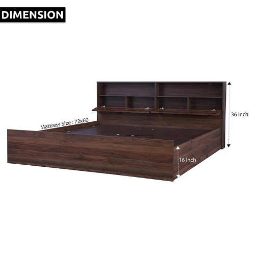 Engineered Wood Contemporary Style Queen Size Bed with Shelves & Storage - Image 3