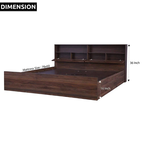 Engineered Wood Contemporary Style Queen Size Bed with Shelves & Storage - Image 4