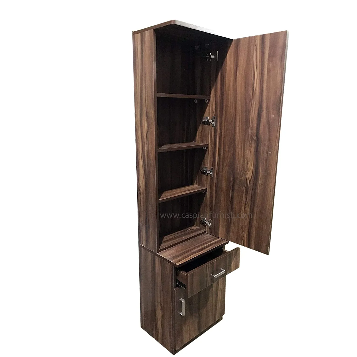 Engineered Wood Dressing Table with Mirror Shelves and Storage Cabinet and LED Light - Image 3