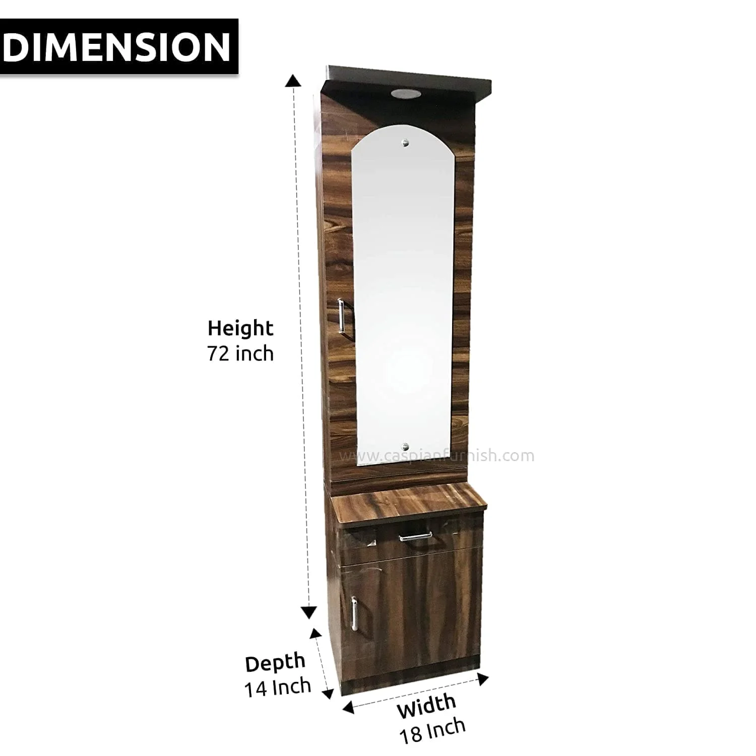 Engineered Wood Dressing Table with Mirror Shelves and Storage Cabinet and LED Light - Image 5