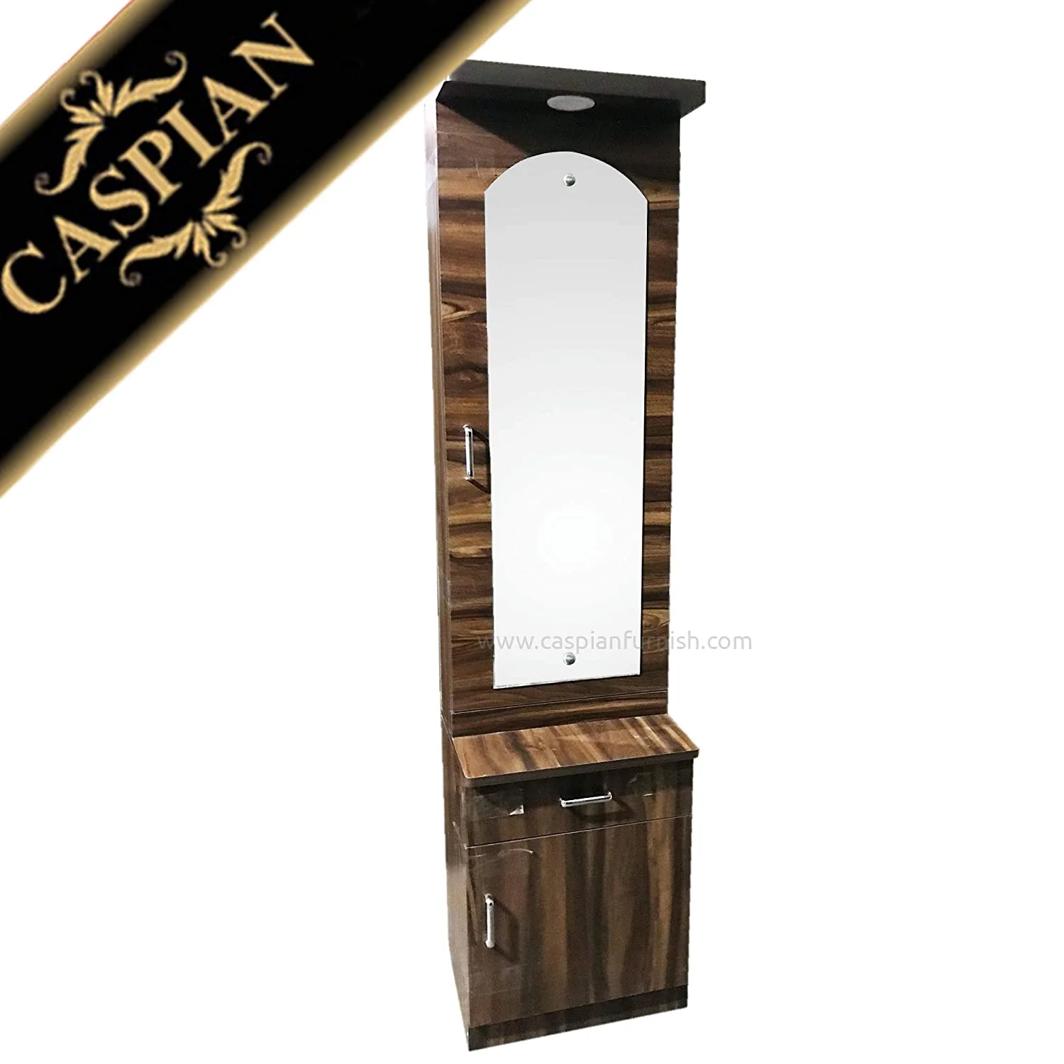 Engineered Wood Dressing Table with Mirror Shelves and Storage Cabinet and LED Light - Image 6