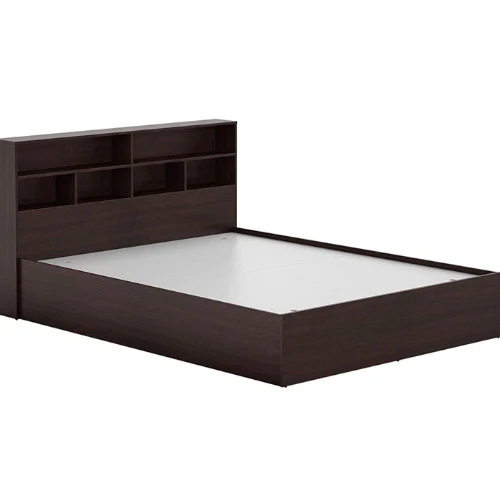 Engineered Wood Modern Style Queen Size Bed with Shelves - Image 6