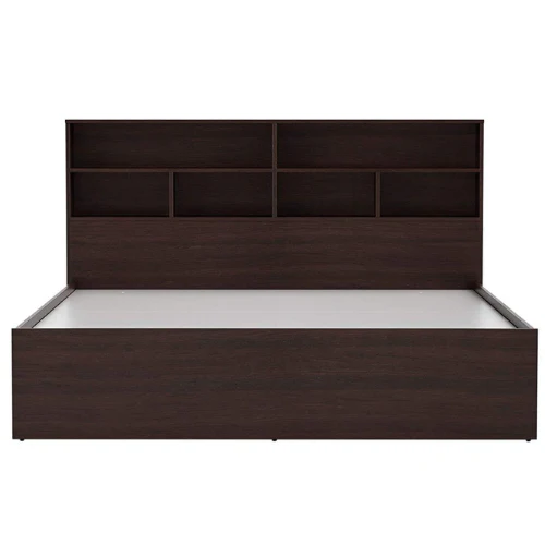 Engineered Wood Modern Style Queen Size Bed with Shelves - Image 7