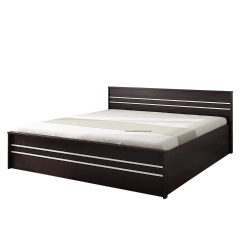 Engineered Wood Striped King Size Bed with Storage - Image 3