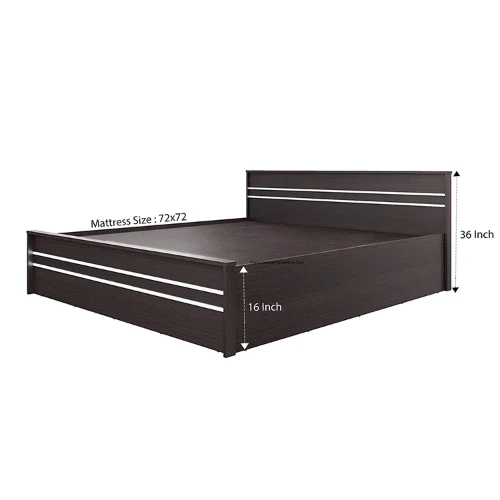 Engineered Wood Striped King Size Bed with Storage - Image 5