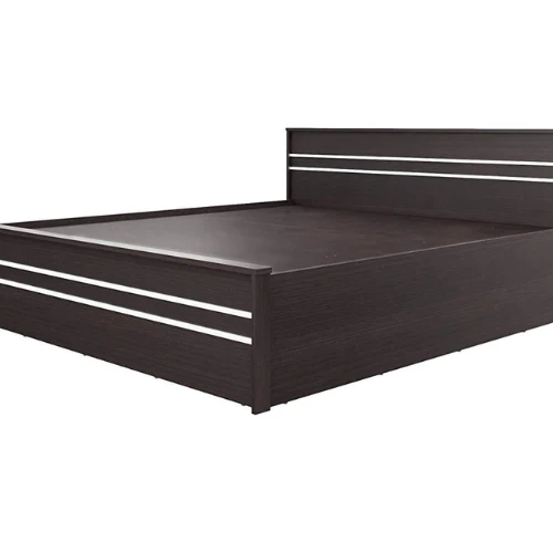 Engineered Wood Striped King Size Bed with Storage - Image 6