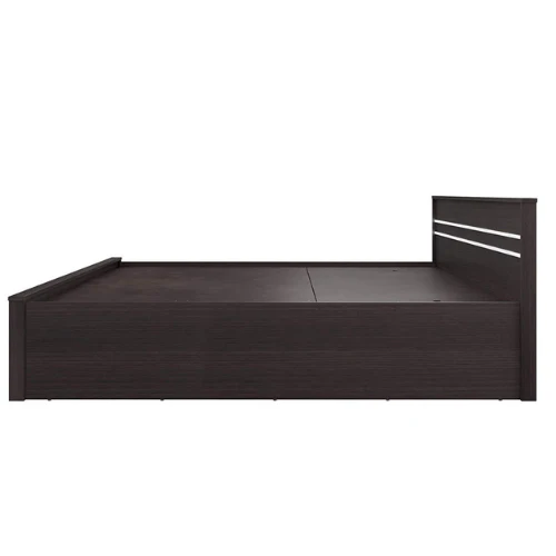 Engineered Wood Striped Queen Size Bed with Storage/Mattress Size 72 x 60 Inches (Walnut Finish) - Image 6