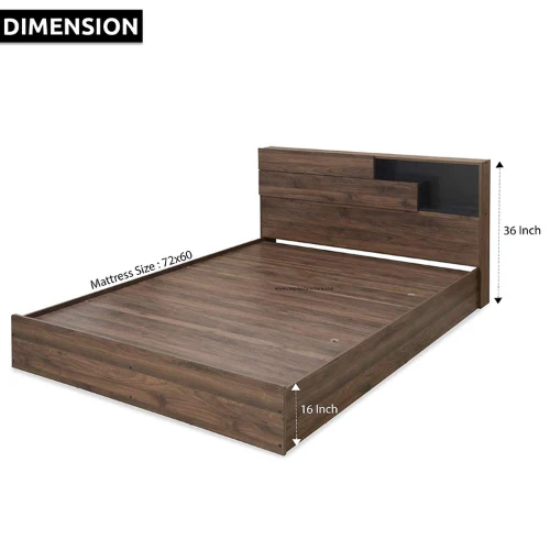 Engineered Wood Stylish Modern Style Queen Size Bed with Designer - Image 5