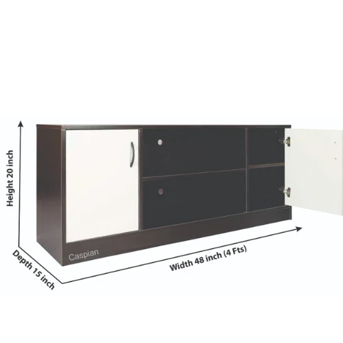 Engineered Wood TV Unit (48 inches) | LCD Base with Cupboard and Open Shelves for SetTop Box - Image 3