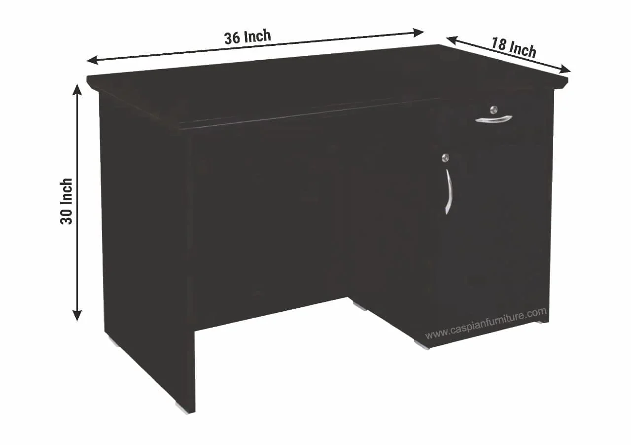 Home Office Table/Study Table in Black Wenge Finish with Drawer and Storage Cupboard | Work from Home Table - Image 3