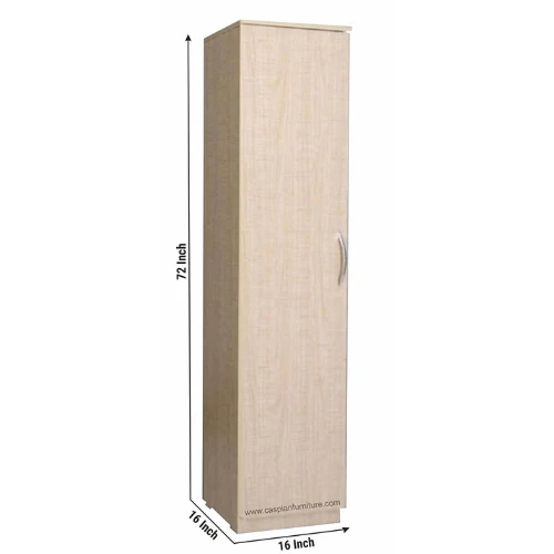 Rolex Light Finish Engineered Wood Single Door Wardrobe/Cupboard with 4 Compartments and 1 Drawer - Image 3