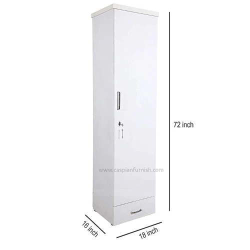 Single Door Wardrobe with 3 Shelves and 2 Drawers for Bedroom - Image 3