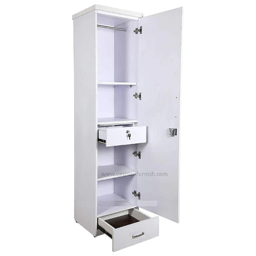 Single Door Wardrobe with 3 Shelves and 2 Drawers for Bedroom - Image 5