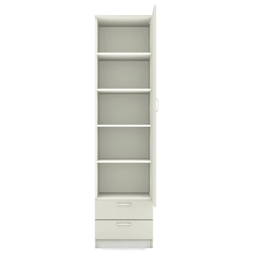 Super White Engineered Wood Single Door Wardrobe - Image 4
