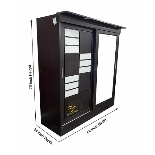 Wardrobe with 2 Sliding Door for Bedroom and Large Mirror | 4 Door Wardrobe - Image 6