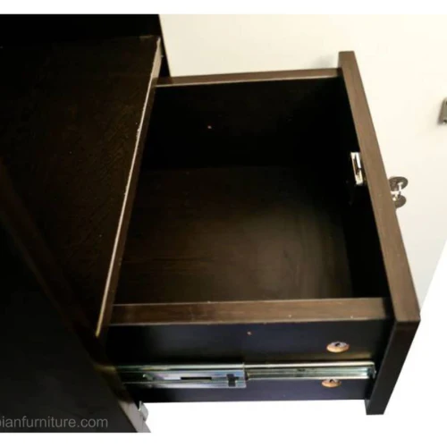 White and Coffee Colour Engineered Wood Single Door Wardrobe Cupboard with 4 Shelves and 1 Drawer - Image 4