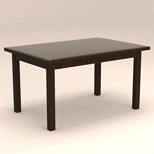 6 Seater Dining Table with Glasstop Table | Modern Dining Table with Classy Chairs | (Brown Polish) - Image 3